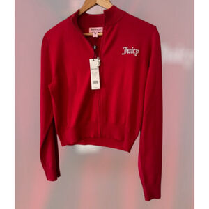 Juicy Couture Red Zip Up Sweater Jacket NWT Size large  Logo Rhinestone Track